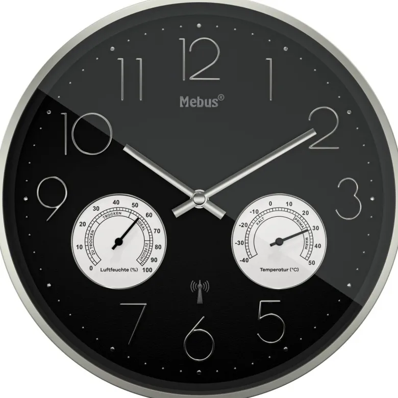 Mebus Wanduhr schwarz D: ca. 30 cm