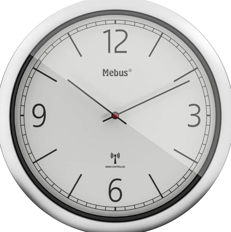 Mebus Wanduhr silber D: ca. 25 cm