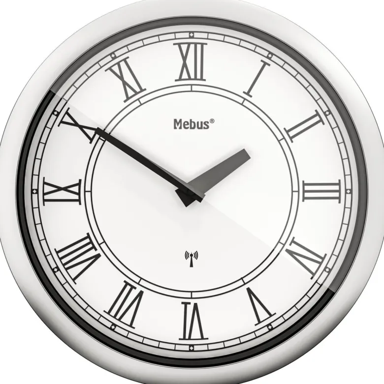 Mebus Wanduhr silber D: ca. 25 cm