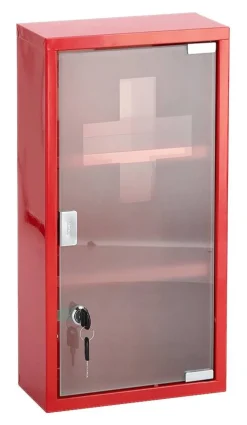 Medizinschrank rot Metall B/H/L: ca. 12x45x25 cm