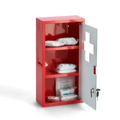 Medizinschrank rot Metall B/H/L: ca. 12x45x25 cm
