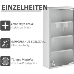 Medizinschrank silber Glas B/H/L: ca. 12x30x60 cm