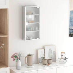 Medizinschrank silber Glas B/H/L: ca. 12x30x60 cm