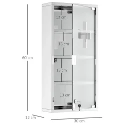 Medizinschrank silber Glas B/H/L: ca. 12x30x60 cm