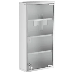 Medizinschrank silber Glas B/H/L: ca. 12x30x60 cm