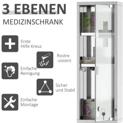 Medizinschrank silber Polypropylen B/H/L: ca. 12x20x58 cm