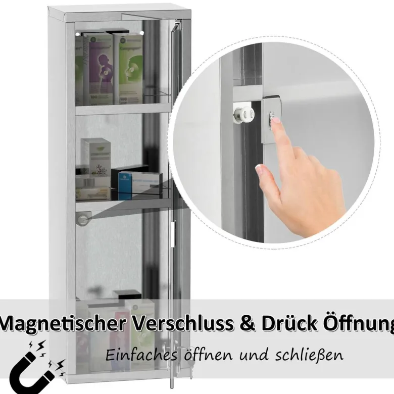 Medizinschrank silber Polypropylen B/H/L: ca. 12x20x58 cm