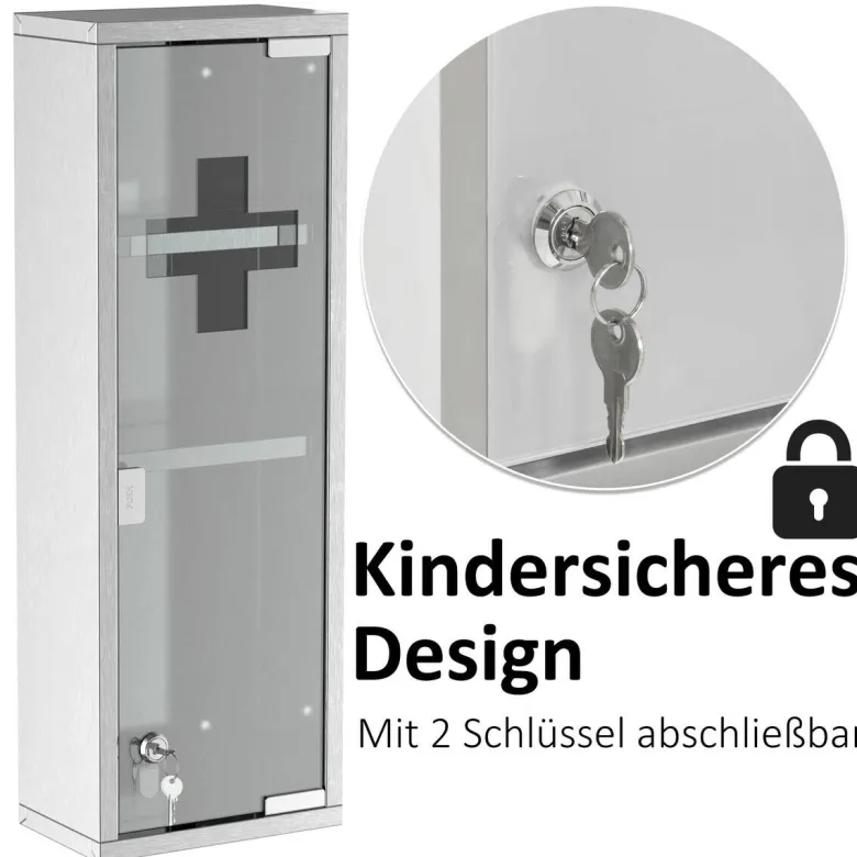 Medizinschrank silber Polypropylen B/H/L: ca. 12x20x58 cm