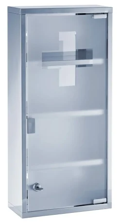 Medizinschrank transparent Edelstahl B/H/L: ca. 12x57x27 cm