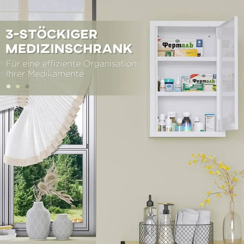 Medizinschrank weiß Polypropylen B/H/L: ca. 14x30x46 cm