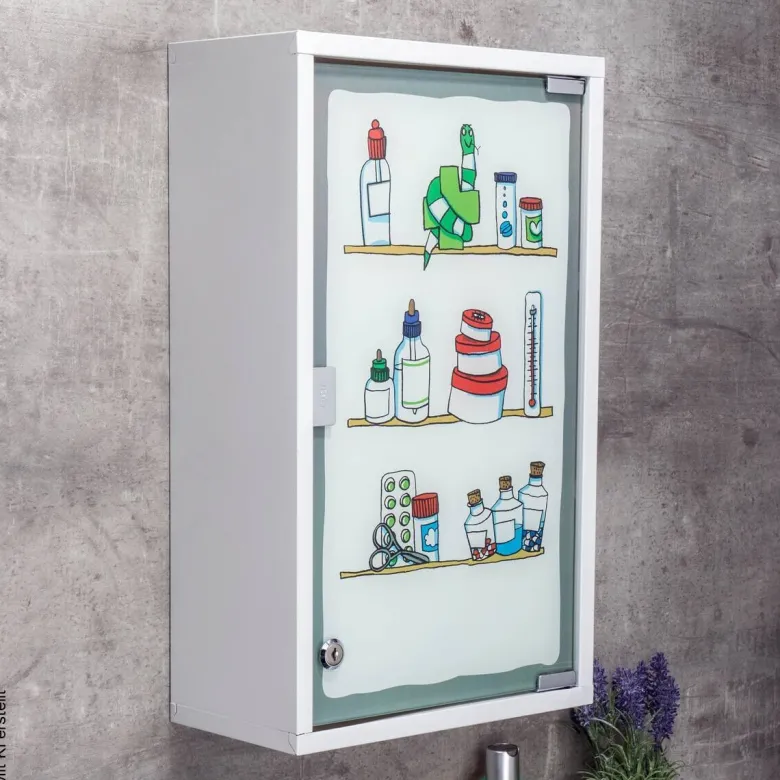 Medizinschrank weiß Stahl B/H/T: ca. 30x50x15 cm