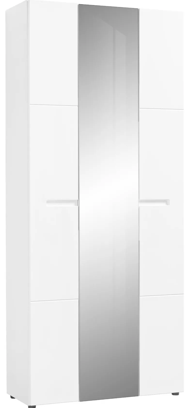 Mehrzweckschrank Mailand 23 weiß weiß Hochglanz B/H/T: ca. 86x202x35 cm