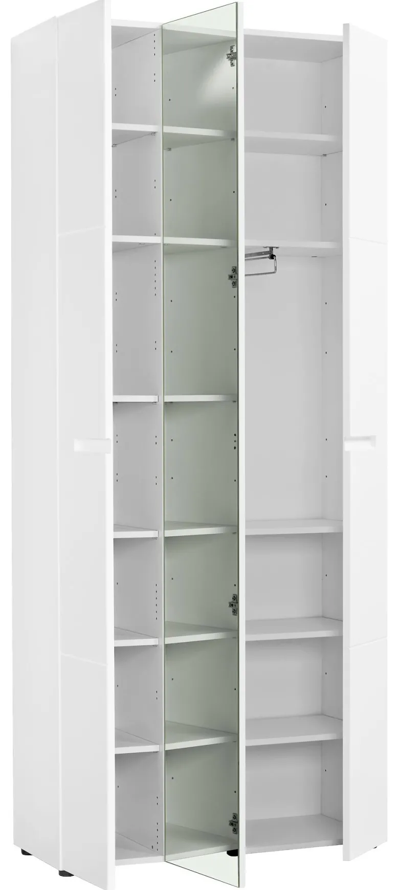 Mehrzweckschrank Mailand 23 weiß weiß Hochglanz B/H/T: ca. 86x202x35 cm