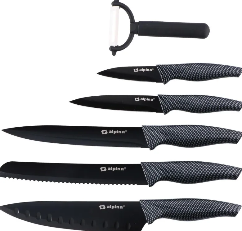 Messerset schwarz Edelstahl 6 tlg.