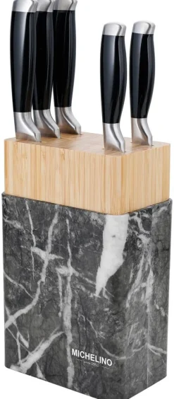 MICHELINO Messerblock schwarz Edelstahl 6 tlg.