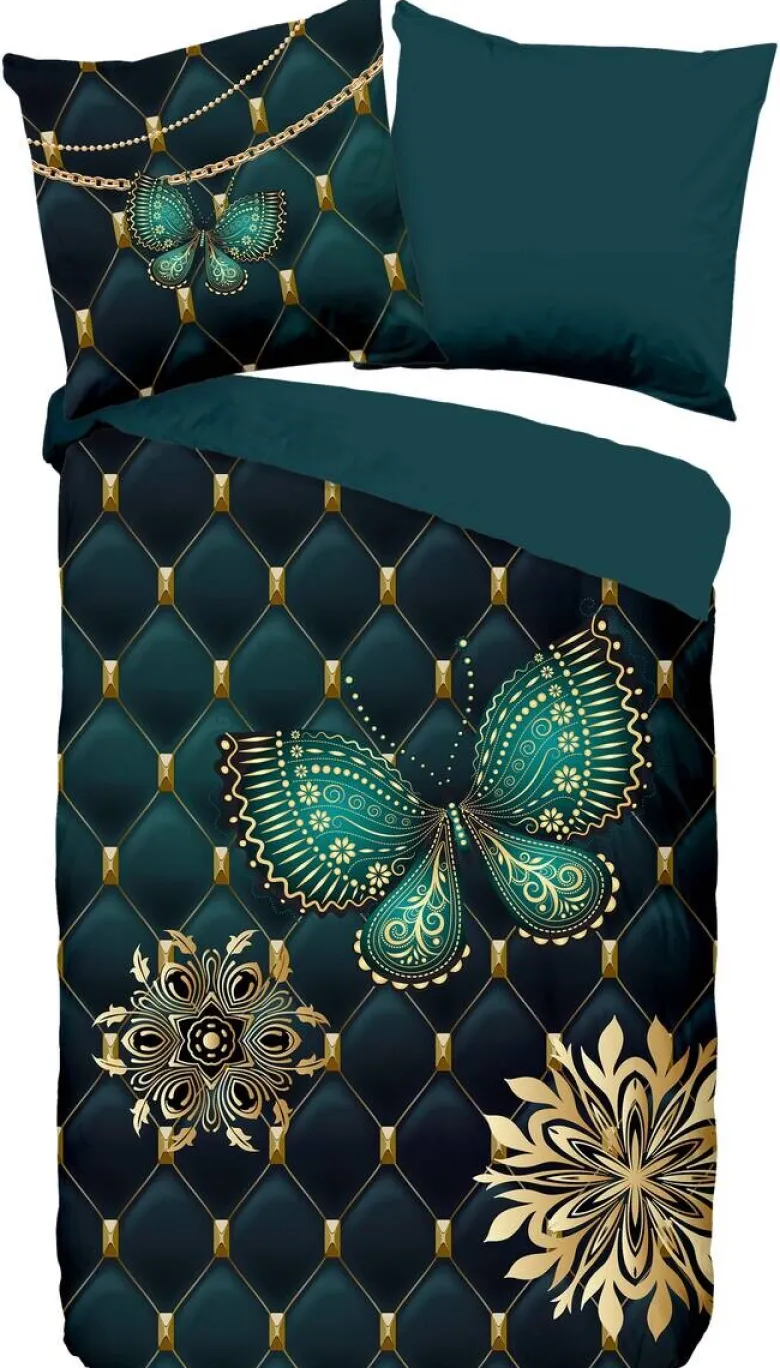 Microfaser Bettwäsche Lavanya petrol Polyester B/L: ca. 135x200 cm