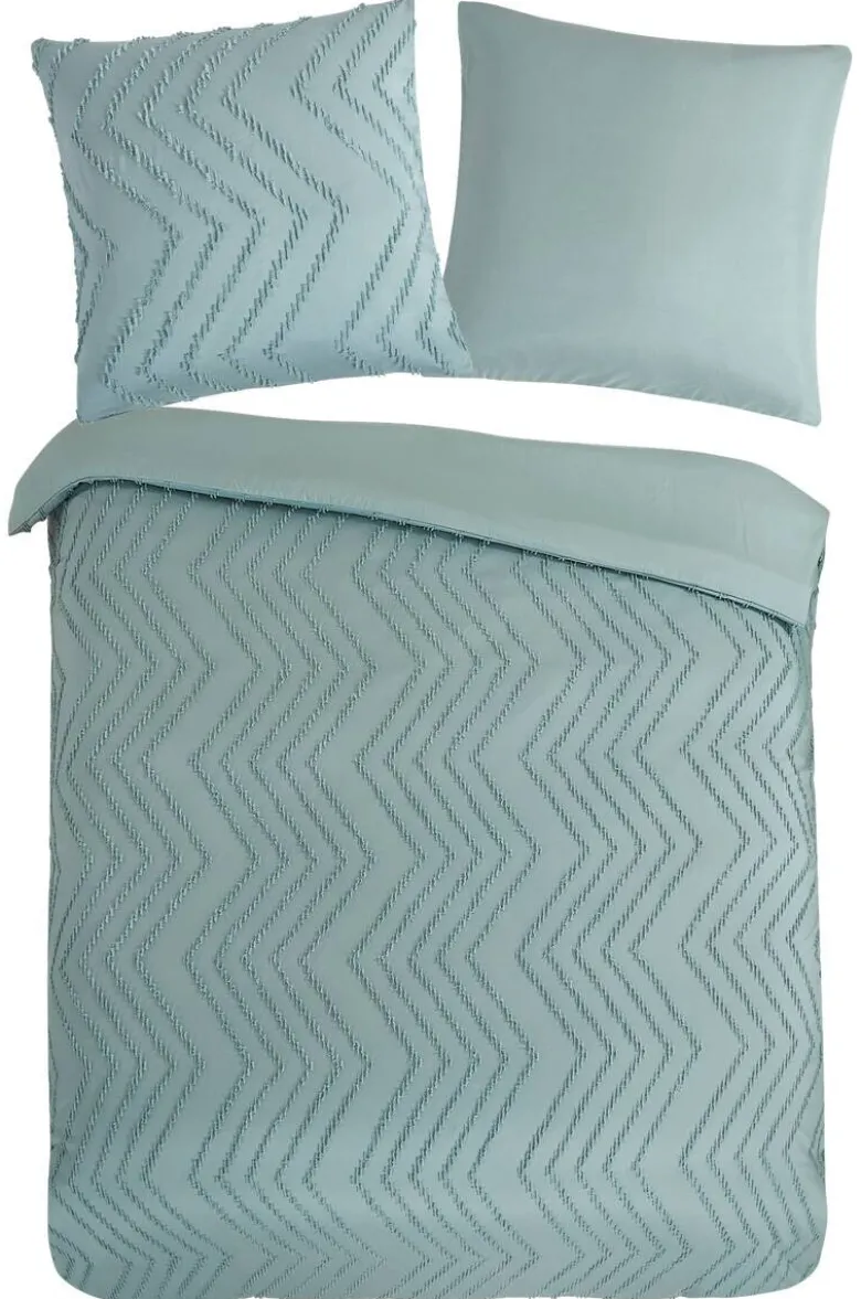 Microfaser Bettwäsche Zigzag salbei Polyester B/L: ca. 155x220 cm