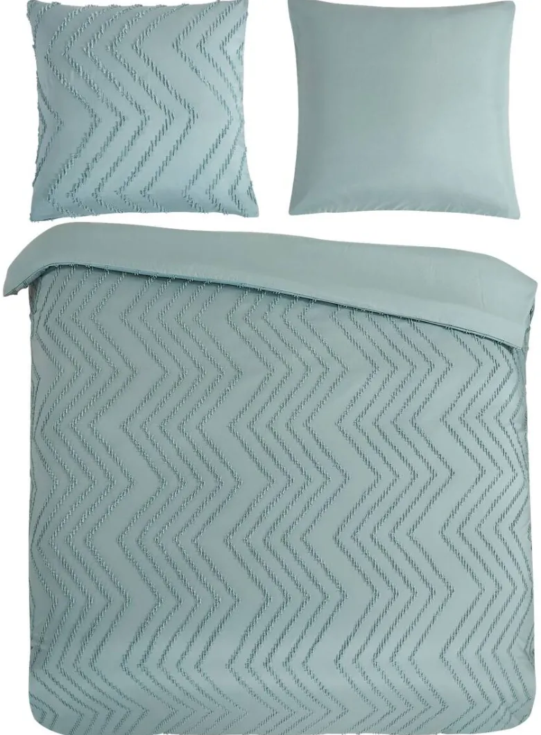 Microfaser Bettwäsche Zigzag salbei Polyester B/L: ca. 200x200 cm