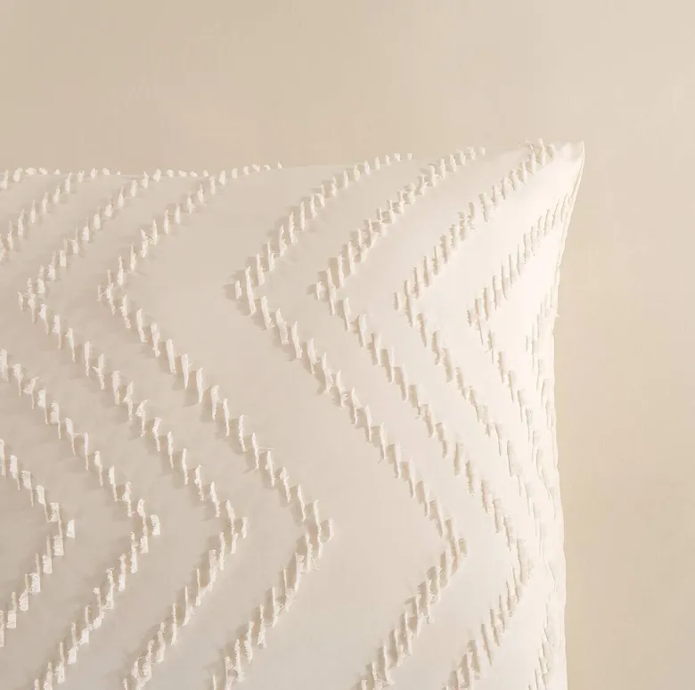 Microfaser Bettwäsche Zigzag offwhite Polyester B/L: ca. 155x220 cm