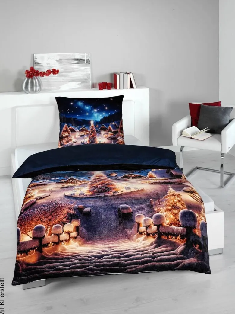 Microfaser Wende Bettwäsche Flanell Multi Polyester B/L: ca. 135x200 cm
