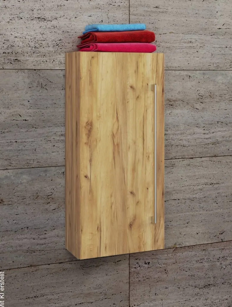 Midischrank Badinos Eiche Honig Nachbildung Alu Optik B/H/T: ca. 33x75x22 cm