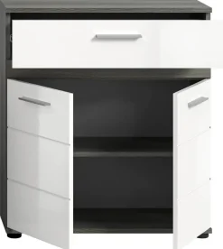 Midischrank BLAKE Rauchsilber Nachbildung weiß Hochglanz B/H/T: ca. 71x79x31 cm