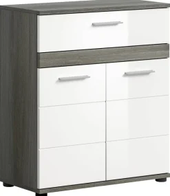 Midischrank BLAKE Rauchsilber Nachbildung weiß Hochglanz B/H/T: ca. 71x79x31 cm