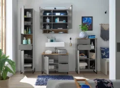 Midischrank Denver grau matt Eiche Evoke Coast Nachbildung B/H/T: ca. 60x106x32 cm