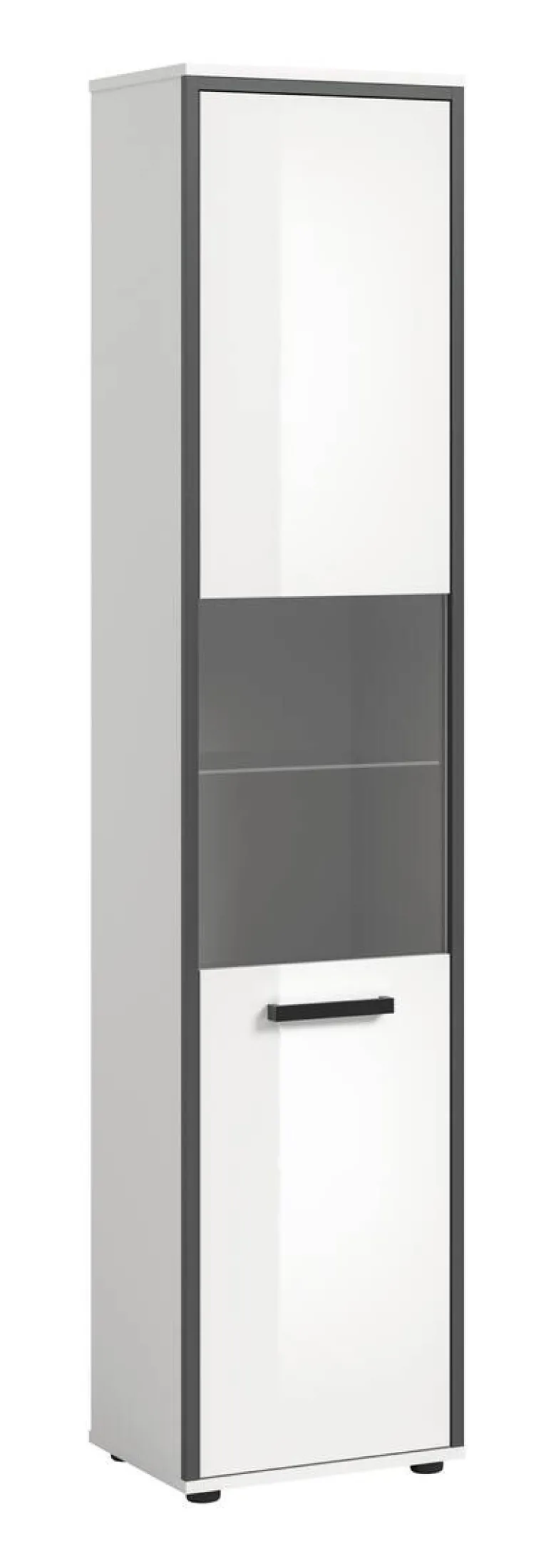 Midischrank KOJAK weiß Hochglanz anthrazit grau B/H/T: ca. 40x188x34 cm