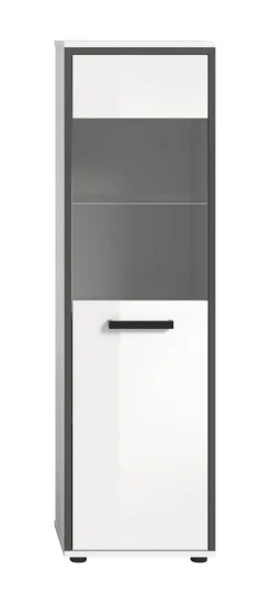 Midischrank KOJAK weiß Hochglanz anthrazit grau B/H/T: ca. 40x139x34 cm