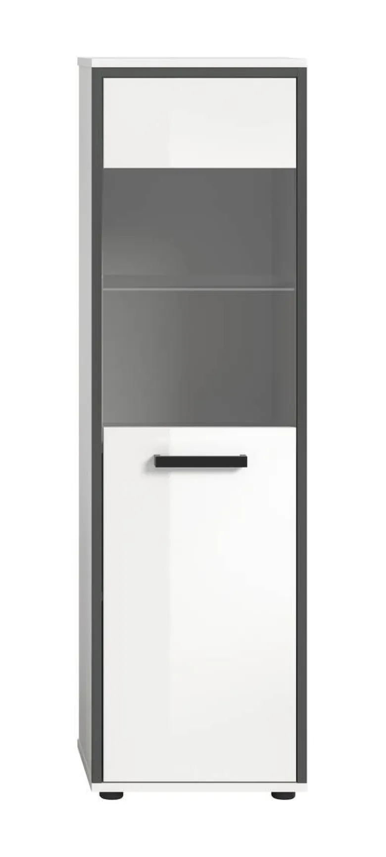 Midischrank KOJAK weiß Hochglanz anthrazit grau B/H/T: ca. 40x139x34 cm