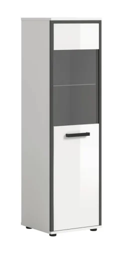 Midischrank KOJAK weiß Hochglanz anthrazit grau B/H/T: ca. 40x139x34 cm