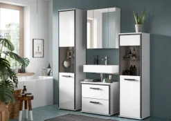 Midischrank KOJAK weiß Hochglanz anthrazit grau B/H/T: ca. 40x139x34 cm