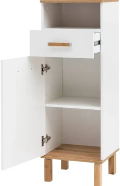 Midischrank Padua weiß glanz Eiche Landhaus Nachbildung B/H/T: ca. 40,4x114,5x35 cm