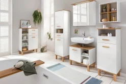 Midischrank Padua weiß glanz Eiche Landhaus Nachbildung B/H/T: ca. 67x114,5x35 cm