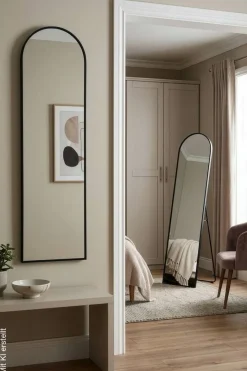 Mirrors & More Standspiegel Britt schwarz Metall B/H/T: ca. 40x160x3 cm
