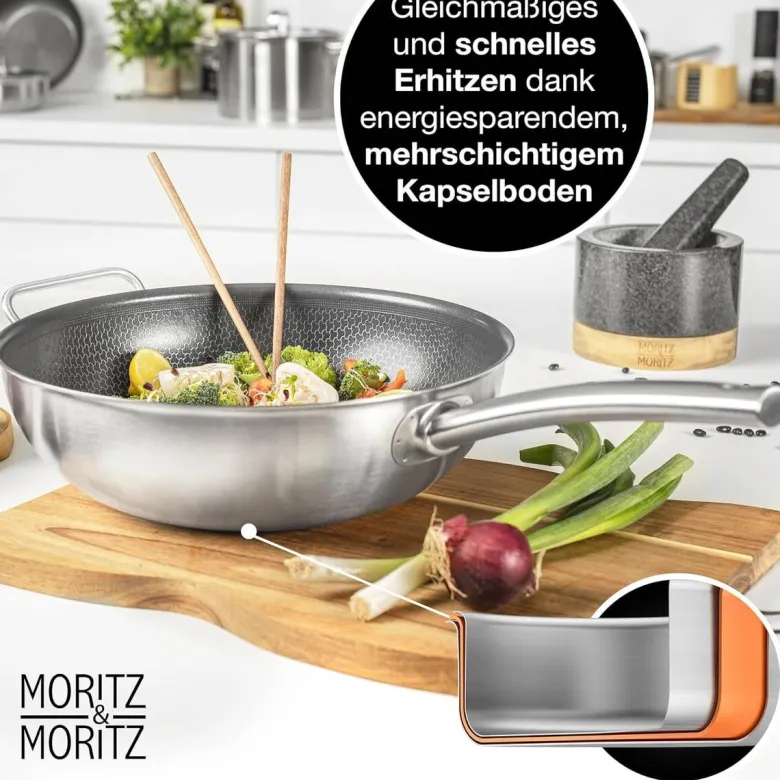 Moritz & Moritz Wokpfanne silber Aluminium