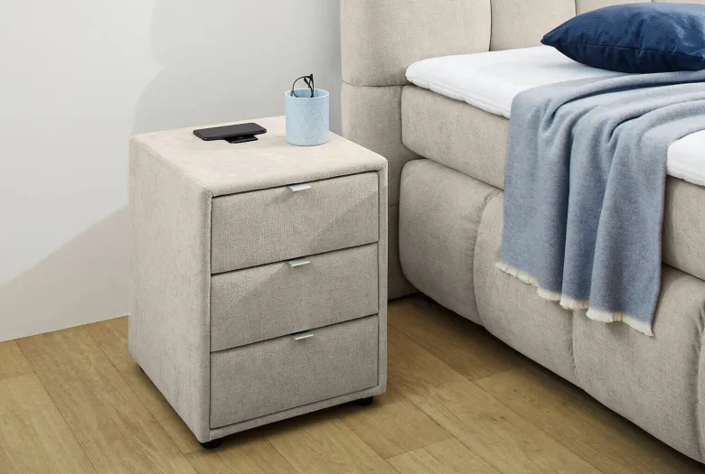 Nachtkonsole beige-grau Flachgewebe