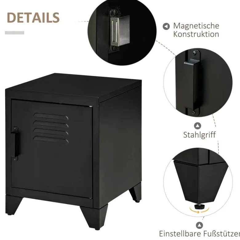 Nachtkonsole 831-429BK schwarz B/H/T: ca. 40x50x40 cm