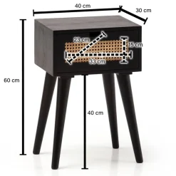 Nachtkonsole schwarz B/H/T: ca. 40x60x30 cm
