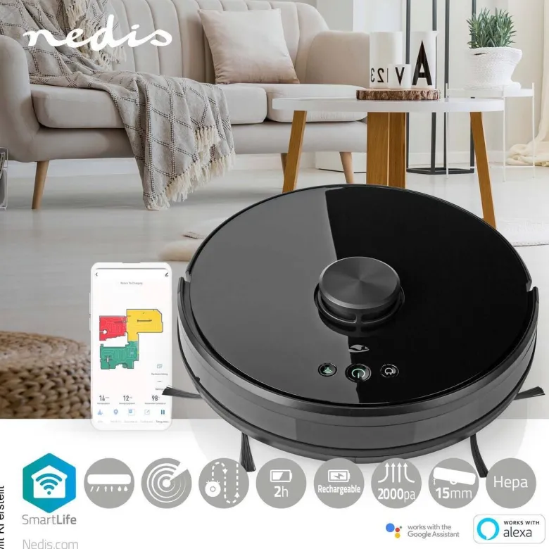 Nedis Roboter-Staubsauger schwarz Polypropylen B/H/L: ca. 33,1x33,3x9,6 cm