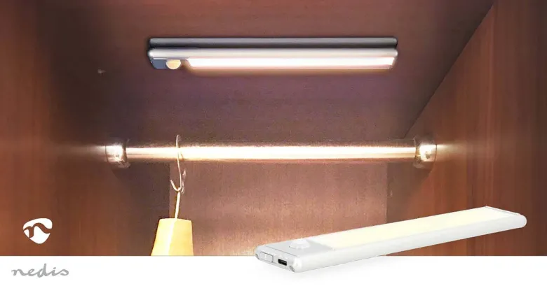 Nedis Schrankleuchte silber Aluminium Polycarbonat B/H/L: ca. 4x20,5x1,4 cm