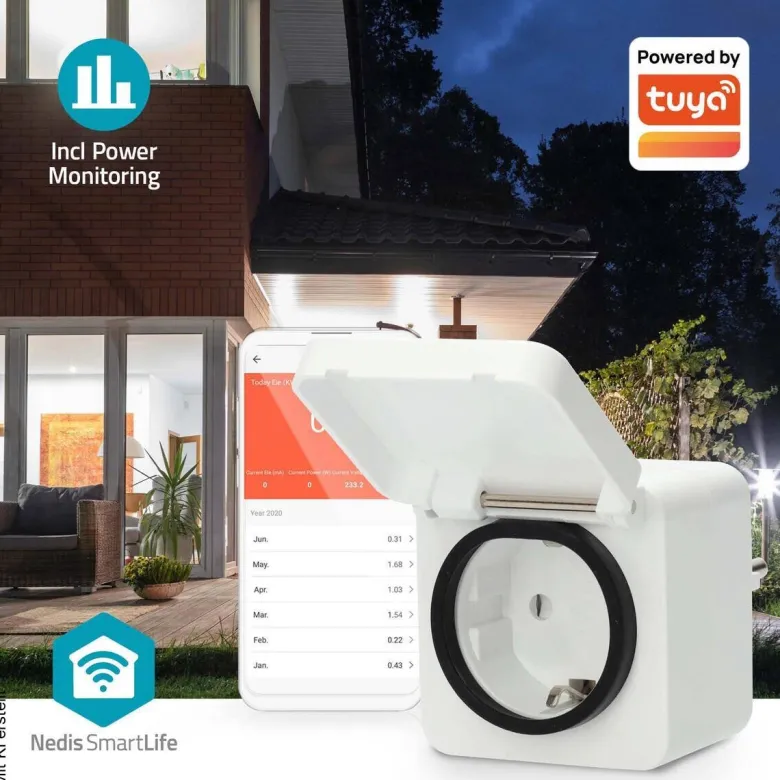 Nedis Smart-Stecker weiß grau Polycarbonat B/H/L: ca. 6x9,9x6 cm