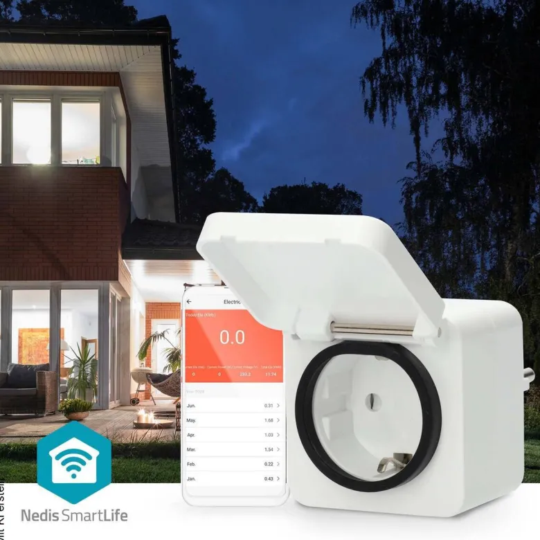 Nedis Smart-Stecker weiß grau Polycarbonat B/H/L: ca. 6x9,9x6 cm