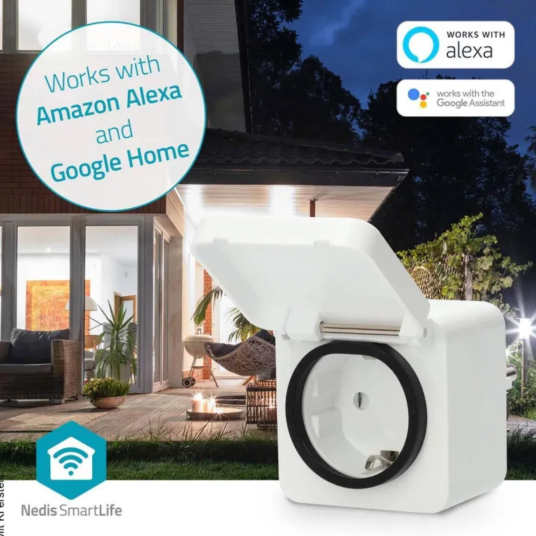 Nedis Smart-Stecker weiß grau Polycarbonat B/H/L: ca. 6x9,9x6 cm