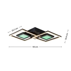 Nolo Deckenleuchte Kenny schwarz Metall B/H/L: ca. 35x6x64 cm
