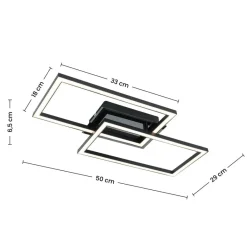 Nolo LED-Deckenleuchte Lenna schwarz Kunststoff B/H/L: ca. 50x6,5x29 cm