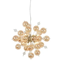 Näve Leuchten Pendelleuchte amber Glas Metall B/H/T/D: ca. 65x150x65x65 cm G9 10 Brennstellen