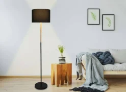 Näve Leuchten Stehlampe Tessile 2088022 schwarz Metall Textil Kunststoff B/H/T: ca. 36x150x36 cm 1 Brennstellen