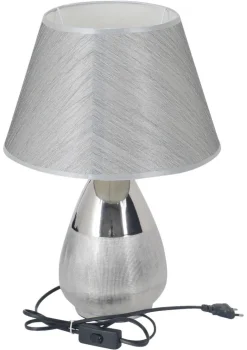 Näve Leuchten Tischleuchte silber Textil Metall B/H/T/D: ca. 30x44x30x30 cm E27 1 Brennstellen